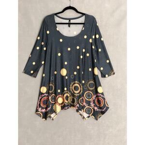 Mark White Bell Sleeve Tunic Women's 1XL Erie  Gray NEW